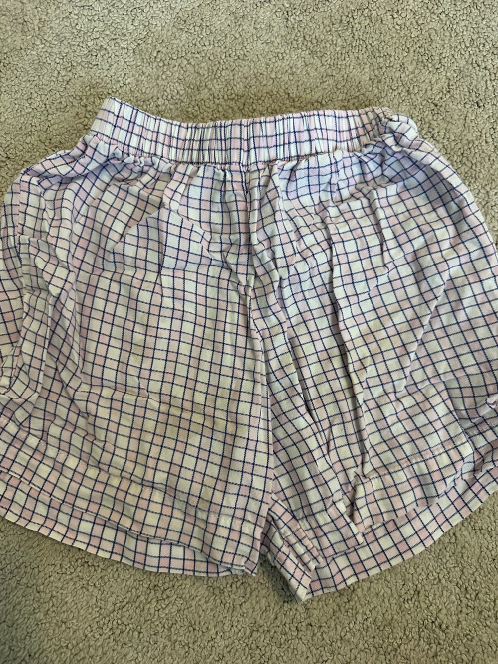 Plaid Casual Shorts in Light Pink and Navy
